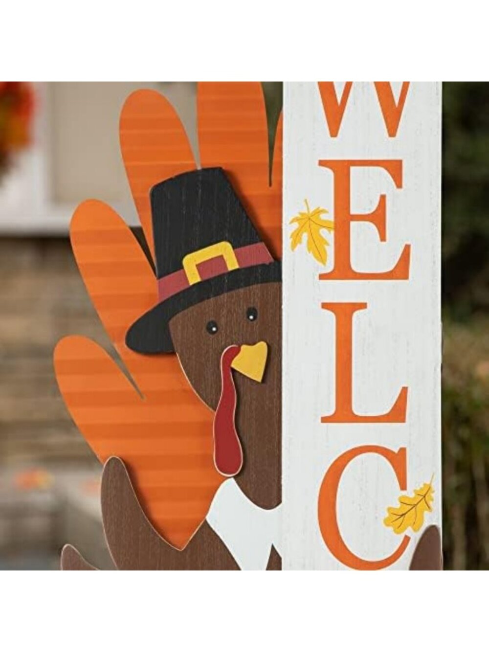 36” Fall Wooden Turkey Porch Sign | Rustic Farmhouse Decor for Thanksgiving - Picture 4 of 7